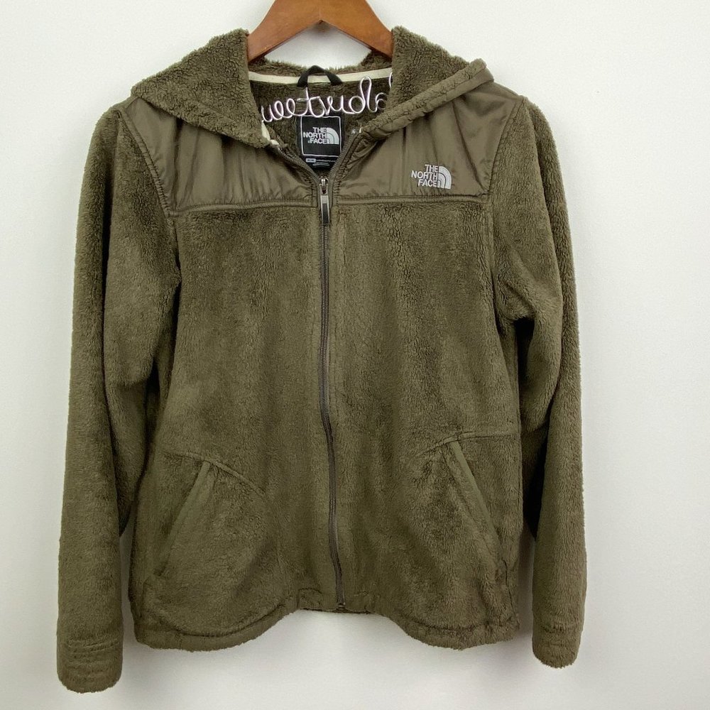 💟 THE NORTH FACE brown zip up fuzzy hoodie jacket - Picture 1 of 6